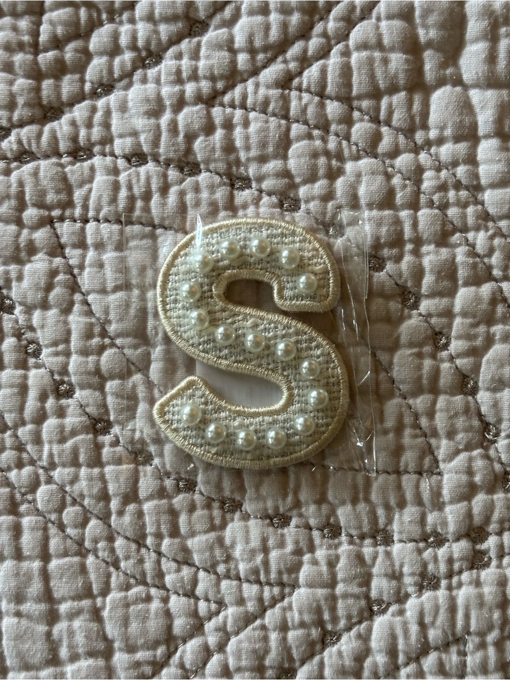 Stoney Clover Lane White Pearl Letter Patch - S